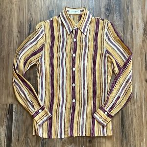 Equipment Silk Yellow/Purple Striped Button Down Longsleeved Shirt